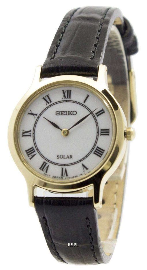 Seiko Solar White Dial Leather Strap SUP304P1 SUP304P Womens Watch