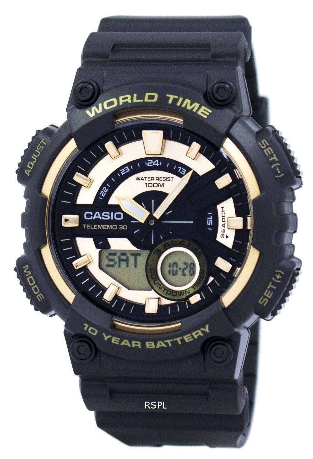 Intens Summen disk Casio Youth Series Telememo 30 World Time Alarm AEQ-110BW-9AV Men's Watch -  ZetaWatches