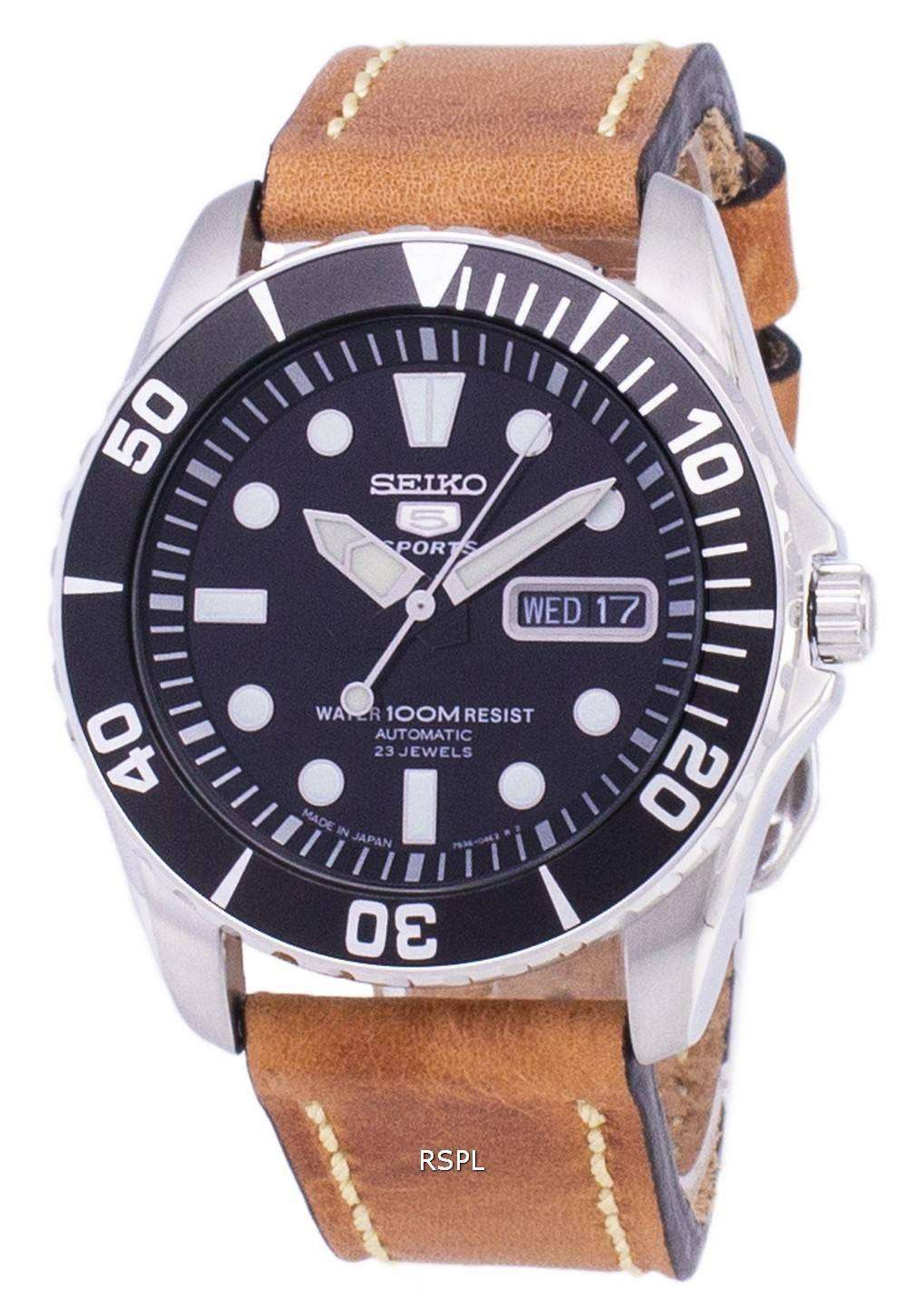 Udvikle indelukke Whitney Seiko 5 Sports SNZF17J1-LS17 Automatic Japan Made Brown Leather Strap Men's  Watch - ZetaWatches