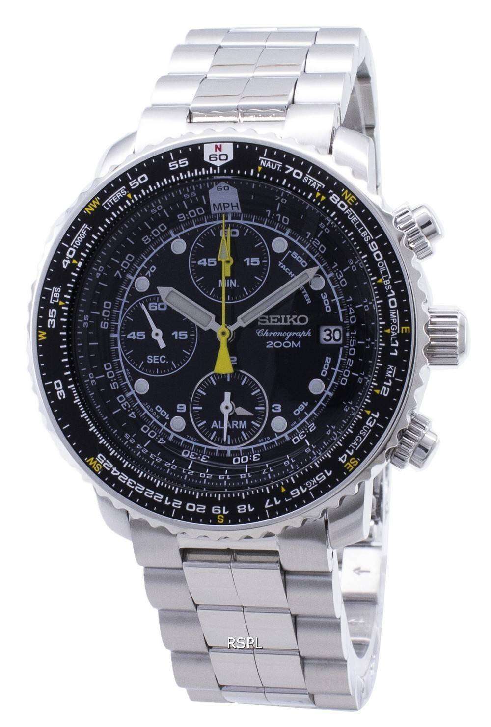 Seiko Pilot's Flight Alarm SNA411 SNA411P1 Watch - ZetaWatches