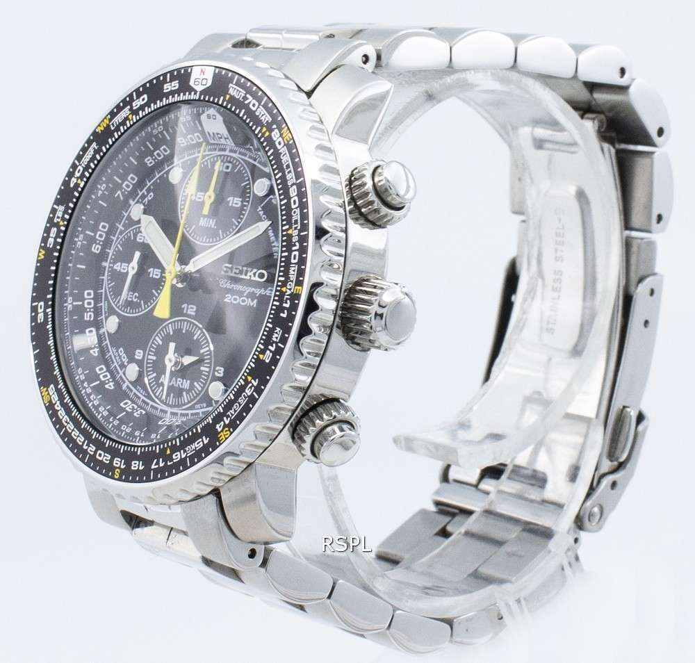 seiko pilot's flight alarm chronograph sna411 sna411p1 sna411p men's watch