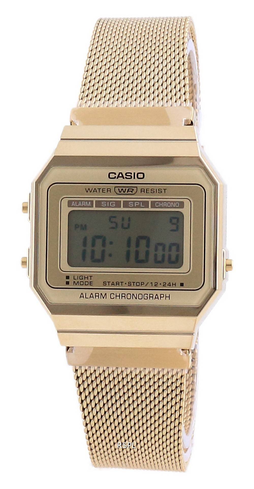 Casio Youth Vintage Gold Tone Stainless Steel Digital A700WMG-9A Unisex  Watch - ZetaWatches