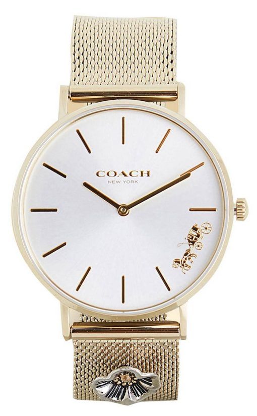 Coach Perry Silver Dial Gold Tone Stainless Steel Quartz 14503337 Womens Watch