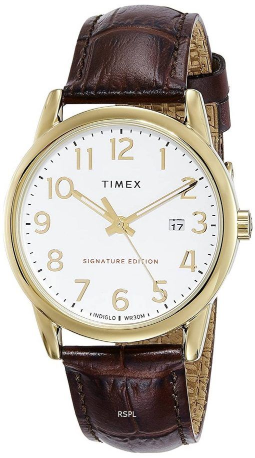 Timex Easy Reader Signature Edition Leather Strap Quartz TW2R65100 Mens Watch