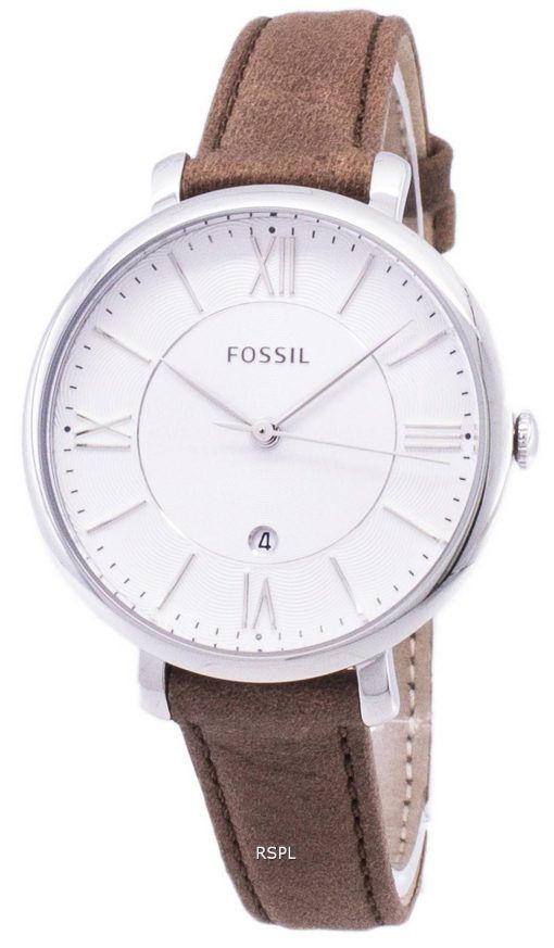 Fossil Jacqueline Silver Dial Tan Leather Strap ES3708 Women's Watch