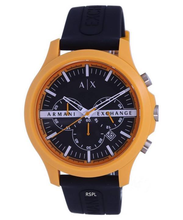 Hampton ZetaWatches Black Watch - Mens Exchange AX2438 Silicon Armani Dial Quartz Chronograph