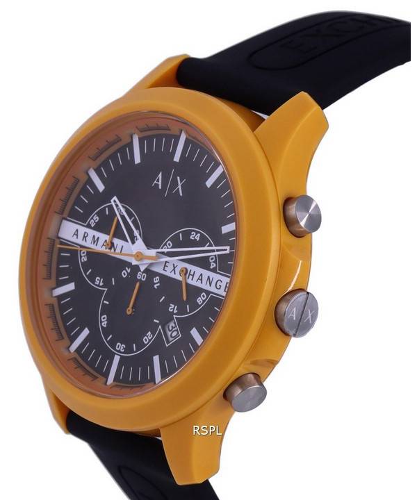 Armani Exchange Hampton Chronograph Silicon Black Dial Quartz AX2438 Mens  Watch - ZetaWatches