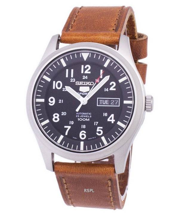 Seiko 5 Automatic Brown Leather SNZG15K1-LS9 Men's Watch - ZetaWatches