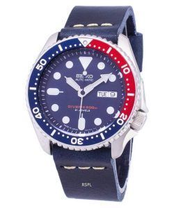 Seiko Automatic SKX009J1-LS15 Diver's 200M Dark Blue Leather Strap Men's Watch