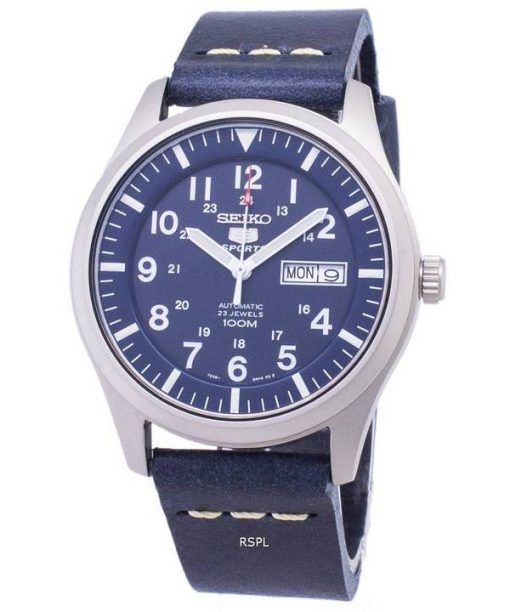 Seiko 5 Sports SNZG11K1-LS15 Automatic Dark Blue Leather Strap Men's Watch
