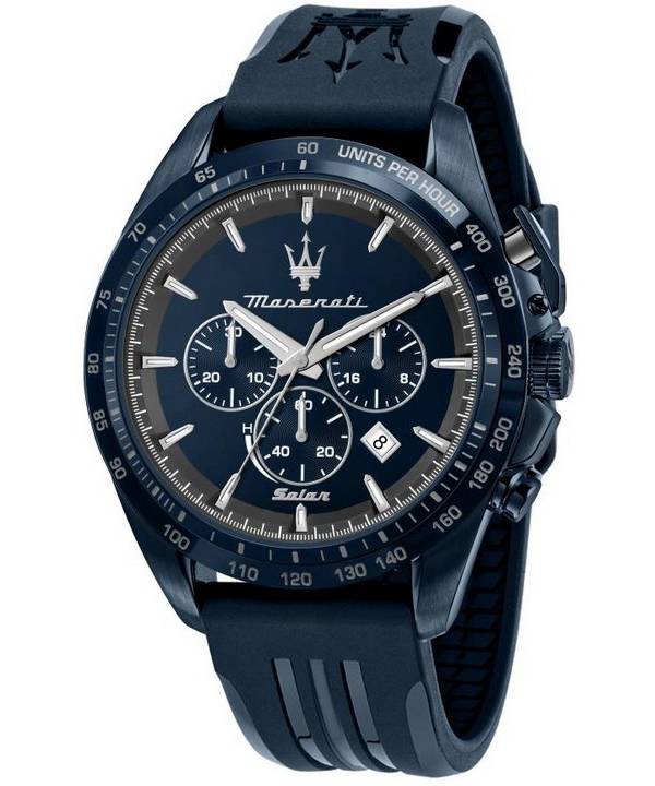 voelen voor radicaal Maserati Traguardo Chronograph Blue Dial Rubber Strap Quartz R8871649001  100M Men's Watch - ZetaWatches