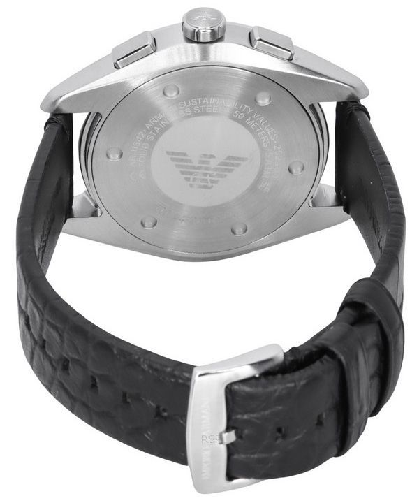 Emporio Armani Claudio Chronograph Black Leather Strap Black Dial Quartz  AR11542 Mens Watch - ZetaWatches
