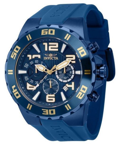 Invicta Pro Diver GMT Chronograph Silicon Strap Blue Dial Quartz 37754 100M Mens Watch