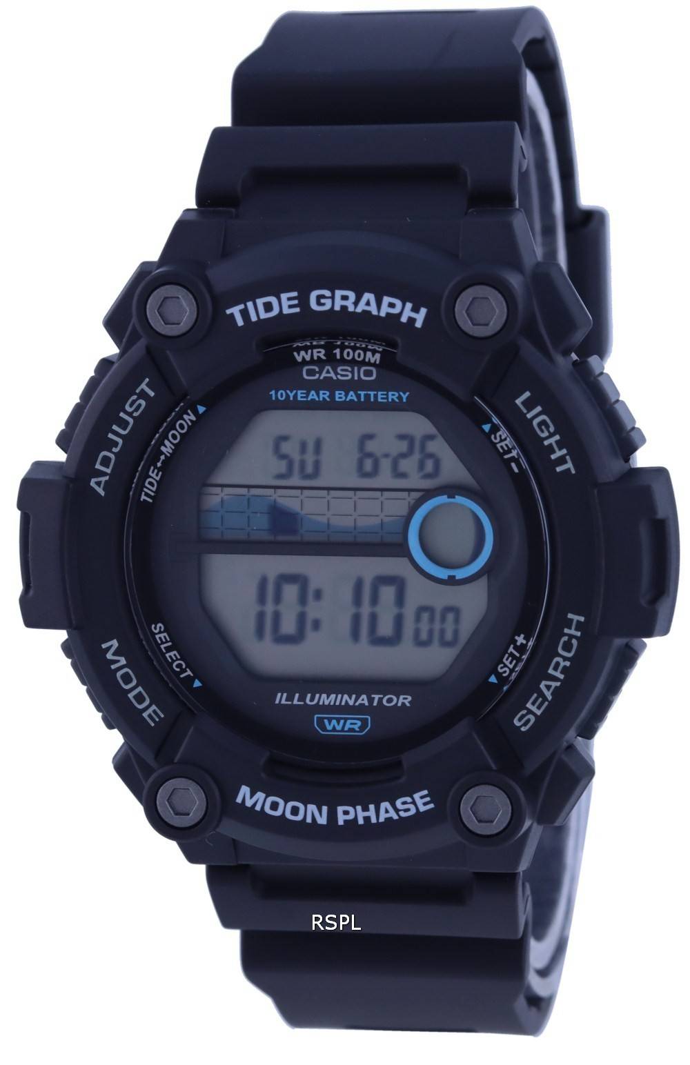 Casio Youth Digital Moon Data Tide Graph WS-1300H-1A WS1300H-1 100M Men's  Watch - ZetaWatches