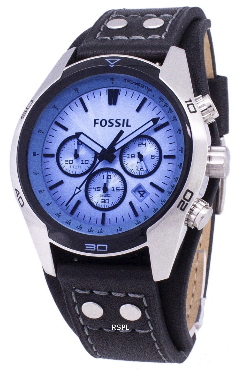 Fossil Coachman Chronograph Black Leather CH2564 Mens Watch - ZetaWatches
