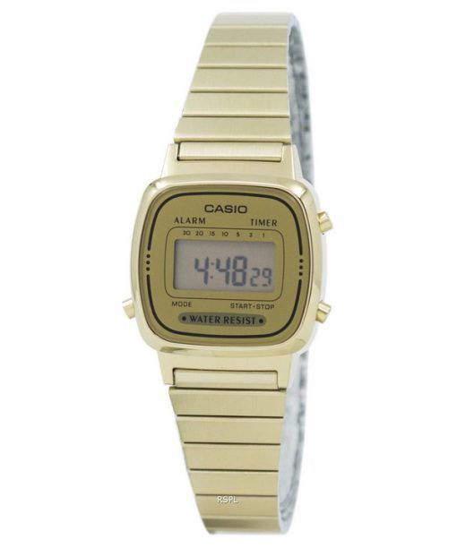 Casio Digital Stainless Steel Alarm Timer LA670WGA-9DF Womens Watch