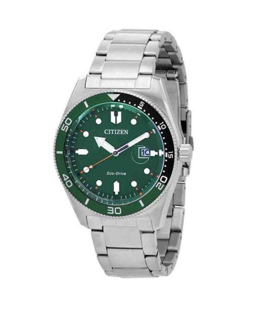 Citizen Marine Eco-Drive Stainless Steel Green Dial AW1768-80X 100M Mens Watch
